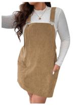 Vestido geral: WDIRARA, veludo, sem mangas, marrom claro, feminino Vestido geral: WDIRARA, veludo, sem mangas, marrom claro, feminino