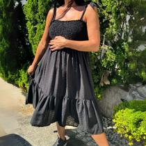 Vestido Gestante Midi Em Viscolinho Pipoca Com Alças E Lastex Conforto Para O Verão Vestido Gestante Midi Em Viscolinho Pipoca Com Alças E Lastex Conforto Para O Verão