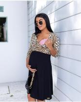 Vestido gestante onça manga 3/4 Cor preta Tam: GG Vestido gestante onça manga 3/4 Cor preta Tam: GG