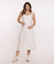 Vestido Gestante Plumetis Off White Amarração Frontal Vestido Gestante Plumetis Off White Amarração Frontal