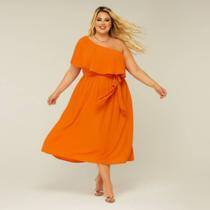 Vestido Gestante Plus Size Longo Laranja Fresco Para Verão Vestido Gestante Plus Size Longo Laranja Fresco Para Verão