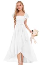 Vestido GETCUTE Junior Bridesmaid Chiffon branco para menina de 10 anos