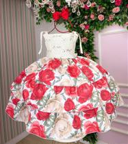 Vestido Giovanella Karine Off Florido Vermelho - Modelo Tres Marias Vestido Giovanella Karine Off Florido Vermelho - Modelo Tres Marias