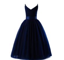 Vestido Glamulice azul marinho Flower Girl Lace Wedding 11-12y Vestido Glamulice azul marinho Flower Girl Lace Wedding 11-12y
