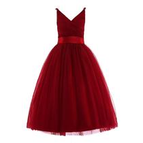 Vestido Glamulice Burgundy Flower Girls Lace Wedding Wine Red 8