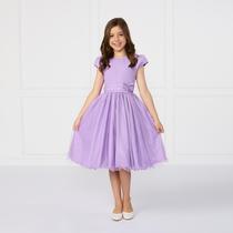 Vestido Glitter Brilho Lilás Infantil Princesa Luxo Menina