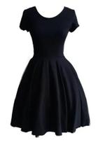 Vestido Godê com manga Preto godê Rodado