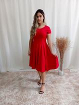 Vestido Godê com manga Vermelho godê rodado - Puro Glamour