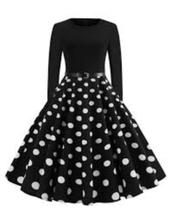 Vestido Godê Duplo Poá Vintage Festa Manga Longa Poá Preto Anos 60