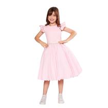 Vestido Godê Liso Rosa Festa Infantil Rodado Princesa Básico