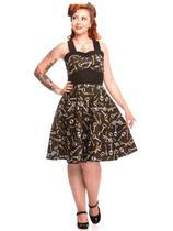 Vestido Godê Pin Up Dark Steampunk Chaves Island Trapézia