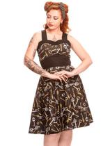 Vestido Godê Pin Up Dark Steampunk Chaves Island Trapézia