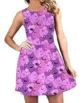 Vestido Godê Rodado Feminino Personalizado Desenho Hora de Aventura Princesa Caroço Lu1060 BM Vestido Godê Rodado Feminino Personalizado Desenho Hora de Aventura Princesa Caroço Lu1060 BM
