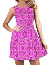 Vestido Godê Rodado Feminino personalizado Desenho Hora de Aventura Princesa Jujuba Lu1061 Vestido Godê Rodado Feminino personalizado Desenho Hora de Aventura Princesa Jujuba Lu1061