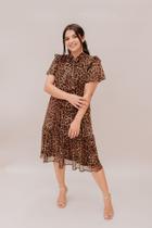 Vestido godê tule onça Vestido godê tule onça