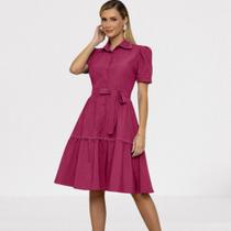 Vestido gode vermelho com faixa laura rosa jeans Vestido gode vermelho com faixa laura rosa jeans