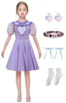 Vestido Goesoiz K-12 roxo com peruca para meninas de 12 anos