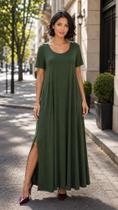 Vestido Gola Canoa Com Bolso e Fenda Moda Femenina - modanascimento