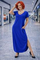 Vestido Gola V Barra Oval Com Bolso