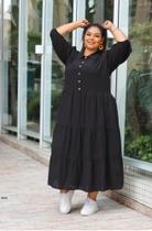 Vestido gola - viscolinho forrado - preto - G2