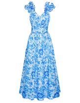 Vestido GRACE KARIN 2025 feminino com estampa floral de verão azul