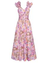 Vestido GRACE KARIN 2025 feminino com estampa floral de verão roxo 2GG