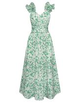 Vestido GRACE KARIN 2025 feminino com estampa floral de verão verde branco Vestido GRACE KARIN 2025 feminino com estampa floral de verão verde branco