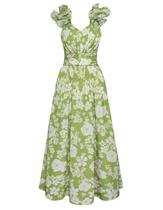 Vestido GRACE KARIN 2025 feminino com estampa floral de verão verde