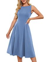 Vestido GRACE KARIN Blue A Line Midi sem mangas para mulheres
