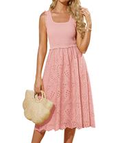 Vestido GRACE KARIN casual de verão bordado rosa claro para mulheres Vestido GRACE KARIN casual de verão bordado rosa claro para mulheres