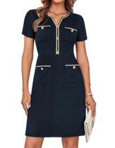 Vestido GRACE KARIN com decote em V, tricotado com botões, cor de primavera