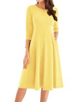 Vestido GRACE KARIN de manga 3/4 casual A Line Midi Vintage M