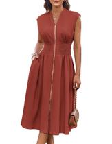 Vestido GRACE KARIN Formal Summer Work 2025 Trendy Rust Red L