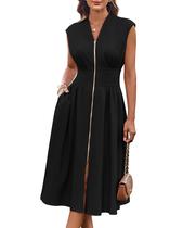 Vestido GRACE KARIN preto, verão 2025, sem mangas, decote em V, feminino