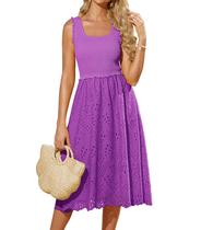Vestido GRACE KARIN Spring 2025 bordado sem mangas lavanda Vestido GRACE KARIN Spring 2025 bordado sem mangas lavanda