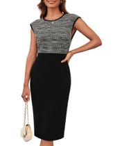 Vestido GRACE KARIN Wear to Work, lápis, manga curta, preto para mulheres