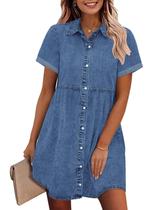 Vestido GRAPENT 2026 Babydoll Jeans Azul com Botões