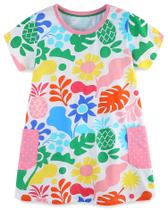 Vestido grátis LU Cartoon, mangas curtas, algodão, menina de 2 a 8 anos, verde Vestido grátis LU Cartoon, mangas curtas, algodão, menina de 2 a 8 anos, verde