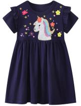 Vestido grátis: LU, criança, menina, casual, mangas curtas, algodão 4T