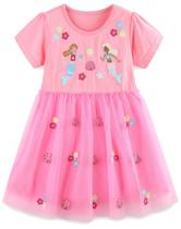 Vestido grátis LU Toddler Girl Cartoon, mangas curtas, algodão 3T Vestido grátis LU Toddler Girl Cartoon, mangas curtas, algodão 3T