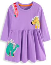 Vestido grátis LU Toddler Girls, camisa de algodão listrada 7T Dinosaur Vestido grátis LU Toddler Girls, camisa de algodão listrada 7T Dinosaur