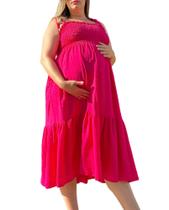 Vestido grávidas soltinho de alças e lastex