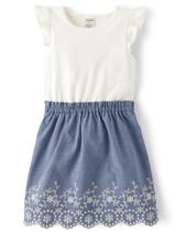 Vestido Gymboree bordado de manga curta para meninas e crianças Vestido Gymboree bordado de manga curta para meninas e crianças