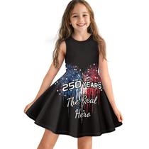 Vestido Gzzxiailg Vintage com Estampa da Bandeira Americana para Festa