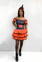 Vestido Halloween Bruxa Laranja Envio Rápido
