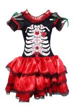 Vestido Halloween Caveira Mexicana Infantil Adulto Luxo Costume - Ana Fantasias