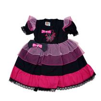 Vestido Halloween Gato Infantil com Tiara Vestido Halloween Gato Infantil com Tiara