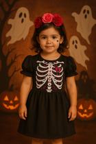 Vestido Halloween Infantil Caveira Mexicana Do 2 ao 10 Anos Vestido Halloween Infantil Caveira Mexicana Do 2 ao 10 Anos