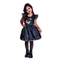 Vestido Halloween Infantil Fantasia de Bruxinha Morcego