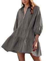 Vestido HangNifang Summer Babydoll Mini cinza escuro para mulheres